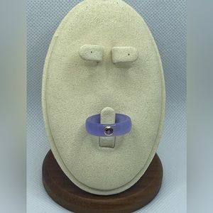 14 Solid Yellow Gold Natural .11Ctw Amethyst & Purple Resin Ring Size 8.5